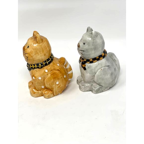 Vintage Ceramic Cat Salt & Pepper Shakers Hand Painted Cardinal 4.5" - Picture 3 of 7